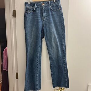 Zara High Waisted Ankle Cut Dark Wash Jeans